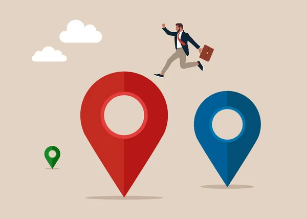 Investor Company Owner Jumping Map Navigation Pin New One Metaphor — Wektor stockowy