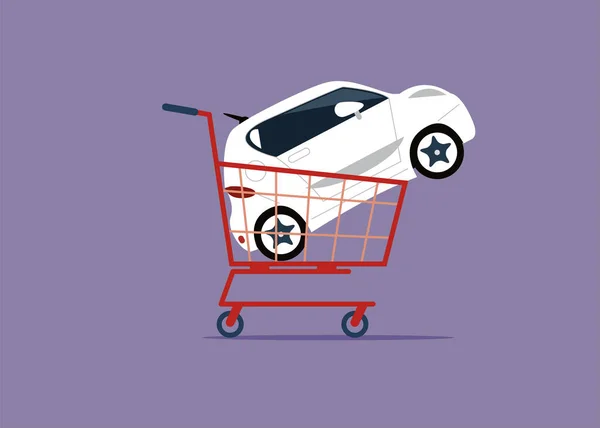 Car Supermarket Trolley Automobile Dealer Concept — 图库矢量图片