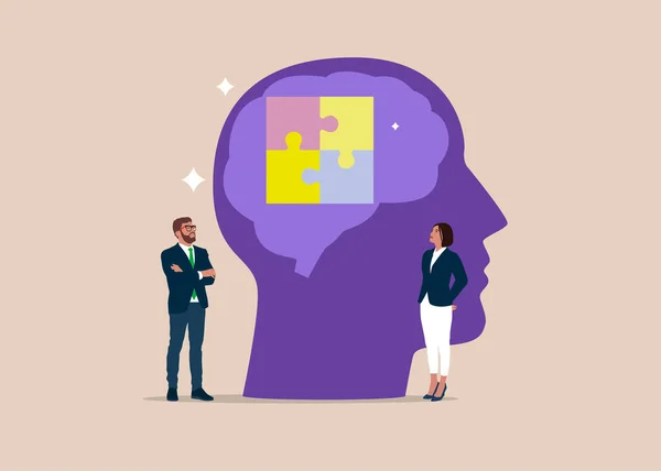 Knowledge Psychology Memory Logic Mutual Understanding Mental Health Business Teamwork — Vetor de Stock