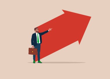 Leadership pointing direction for successful. Manager Confidence