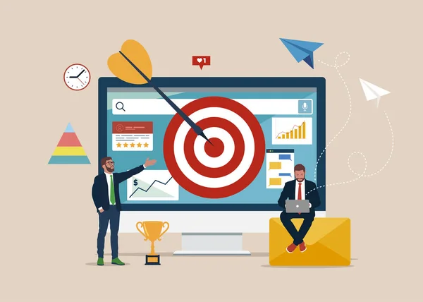 Remarketing Manager Specialist Put Targeted Ads Remarketing Strategy Digital Marketing — Archivo Imágenes Vectoriales