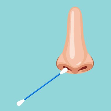 Kontrole hazır olup olmadığıyla ilgili hızlı analiz için burun sondası. Kontrol virüsü için burun temizleme bezi testi. Tıbbi çubuk ve burun..