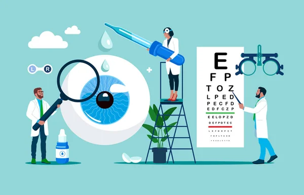 Illustrazione Vettoriale Collirio Oftalmologia Cura Della Vista — Vettoriale Stock