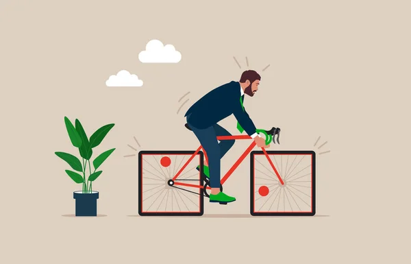 Τετράγωνα Ποδήλατα Επιχειρηματική Προσπάθεια Επίπεδη Διανυσματική Απεικόνιση — Διανυσματικό Αρχείο