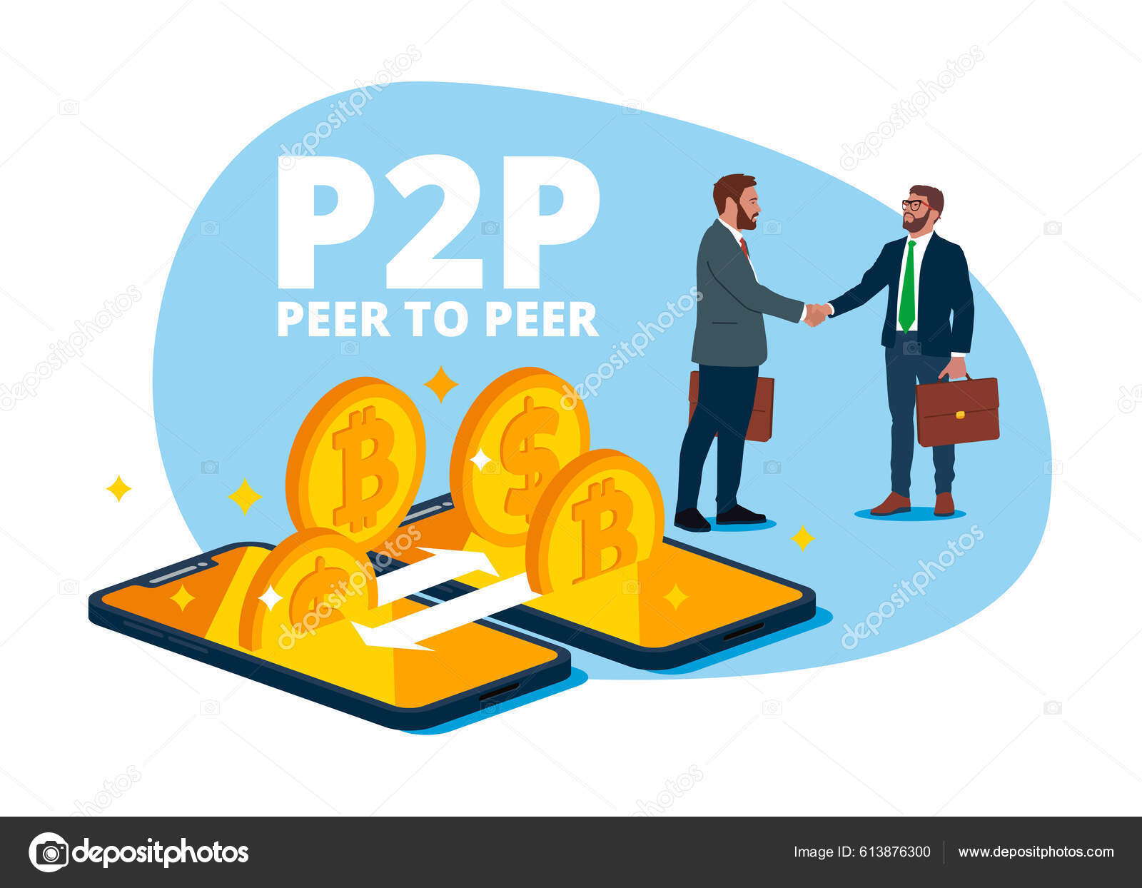 Crypto Currency Exchange Bitcoin Financial Technology Businessman Business  Partner Exchange Stock Vector by ©gannenko 613876300