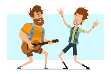 Çizgi film rock and roll erkek karakter vektörü seti