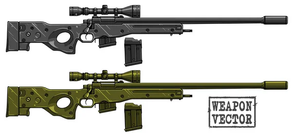 Graphic detailed sniper rifle with ammo clip — Stockvektor