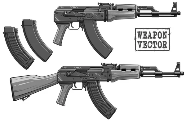 Sziluettjét grafikus modern automatikus orosz puska — Stock Vector