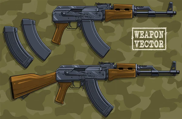 Grafiska färgglada moderna automatisk rysk gevär — Stock vektor