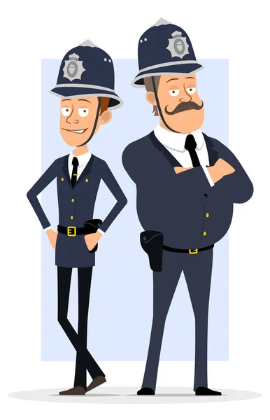 Cartoon british policeman boy character vector set — Wektor stockowy