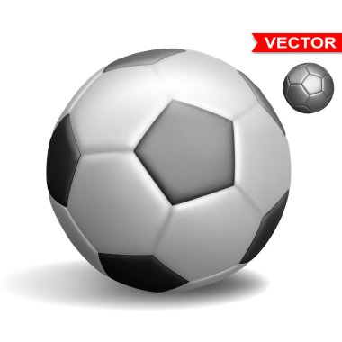 Realistic football soccer black and white ball. Modern and retro style. Isolated on white background. Layered vector icon.