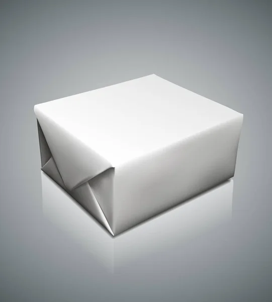 Graphic Photorealistic White Blank Paper Packaging Box Light Gray Background — стоковый вектор