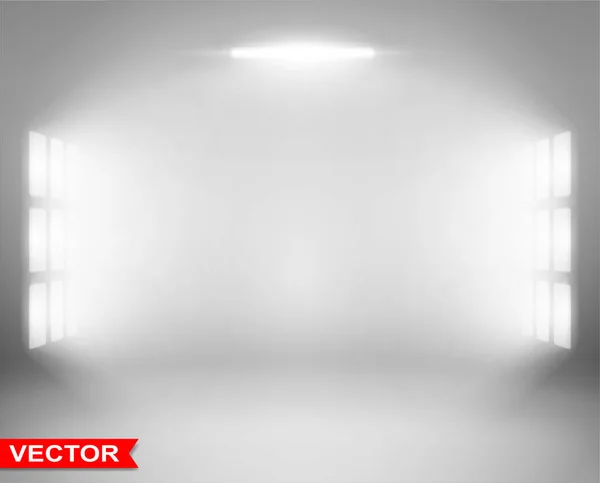 Empty Abstract Gradient Gray Studio Room Background Many White Spotlights — Stockvektor