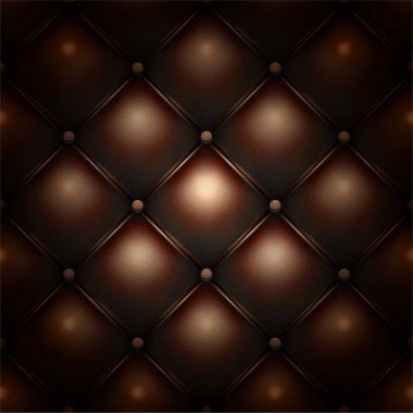 Kahverengi düğmeli deri kanepe ya da koltuk döşeme simetri deseni dokusu. Lüks vektör arkaplanı.