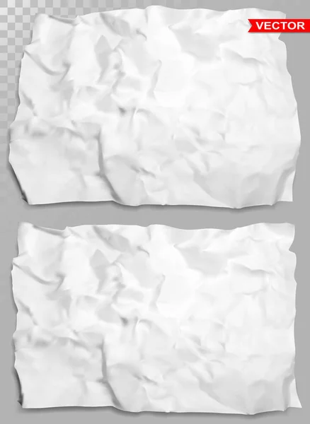 Vrásčitá Zmačkaná Realistická Textura Bílého Papíru Šedém Pozadí Šablona Pro — Stockový vektor