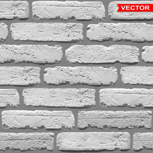 Realistic Gray Old Brick Wall Texture Cracks Layered Vector Seamless — Image vectorielle