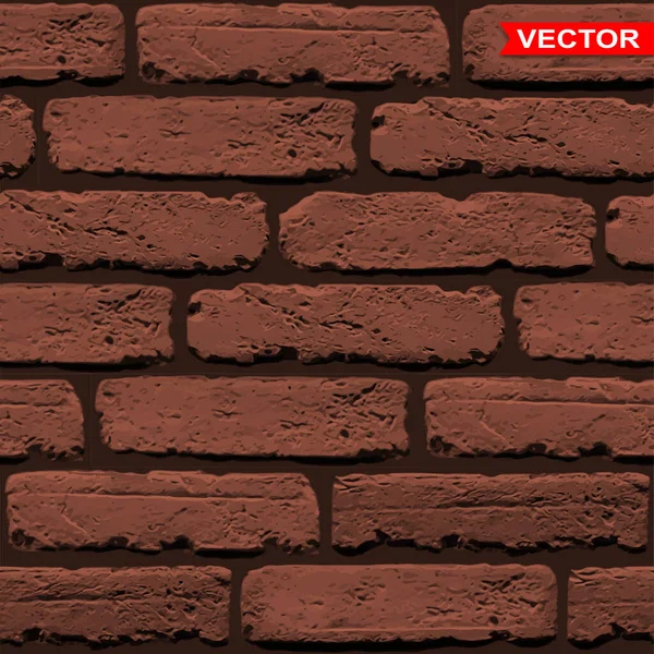 Realistic Brown Old Brick Wall Texture Cracks Layered Vector Seamless — Stockvektor