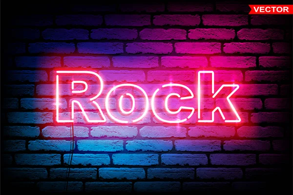 Pink Rock Retro 80S Neon Sign Luminous Letters Glow Effects — Stockvektor