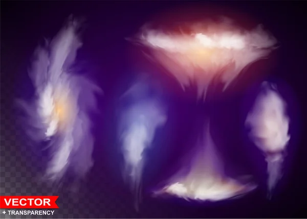 Фоторефлекторные Эффекты Дыма Тумана Фиолетовом Фоне Прозрачный Векторный Набор — стоковый вектор