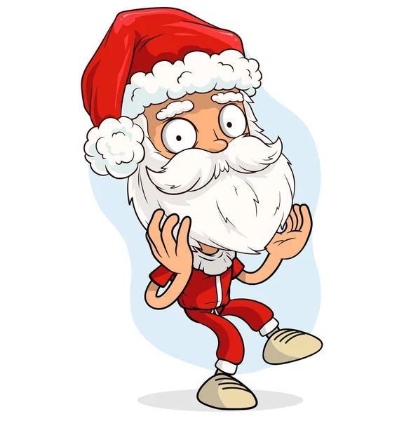 Tegnefilm Søde Sjove Skægget Santa Claus Rødt Kostume Cap Hoppe – Stock-vektor