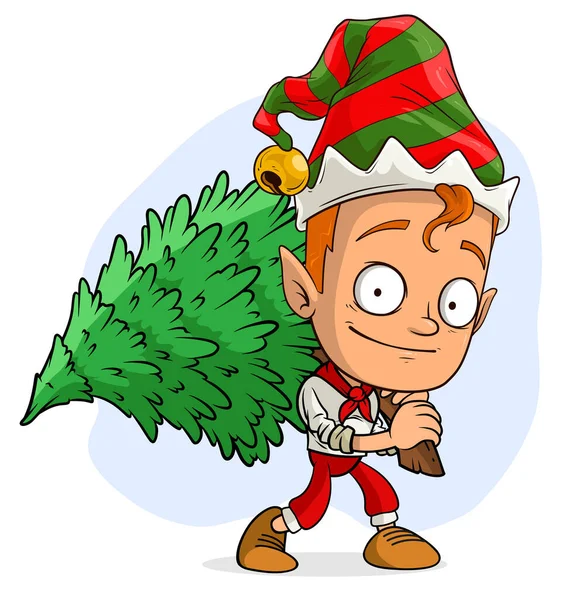 Tegneserie Søde Sjove Smilende Santa Claus Jul Alf Rødt Kostume – Stock-vektor