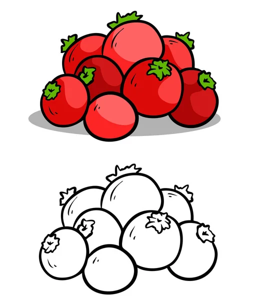 Κινούμενα Σχέδια Κόκκινες Φρέσκες Ντομάτες Απομονωμένο Λευκό Φόντο Εικονίδιο Διάνυσμα — Διανυσματικό Αρχείο