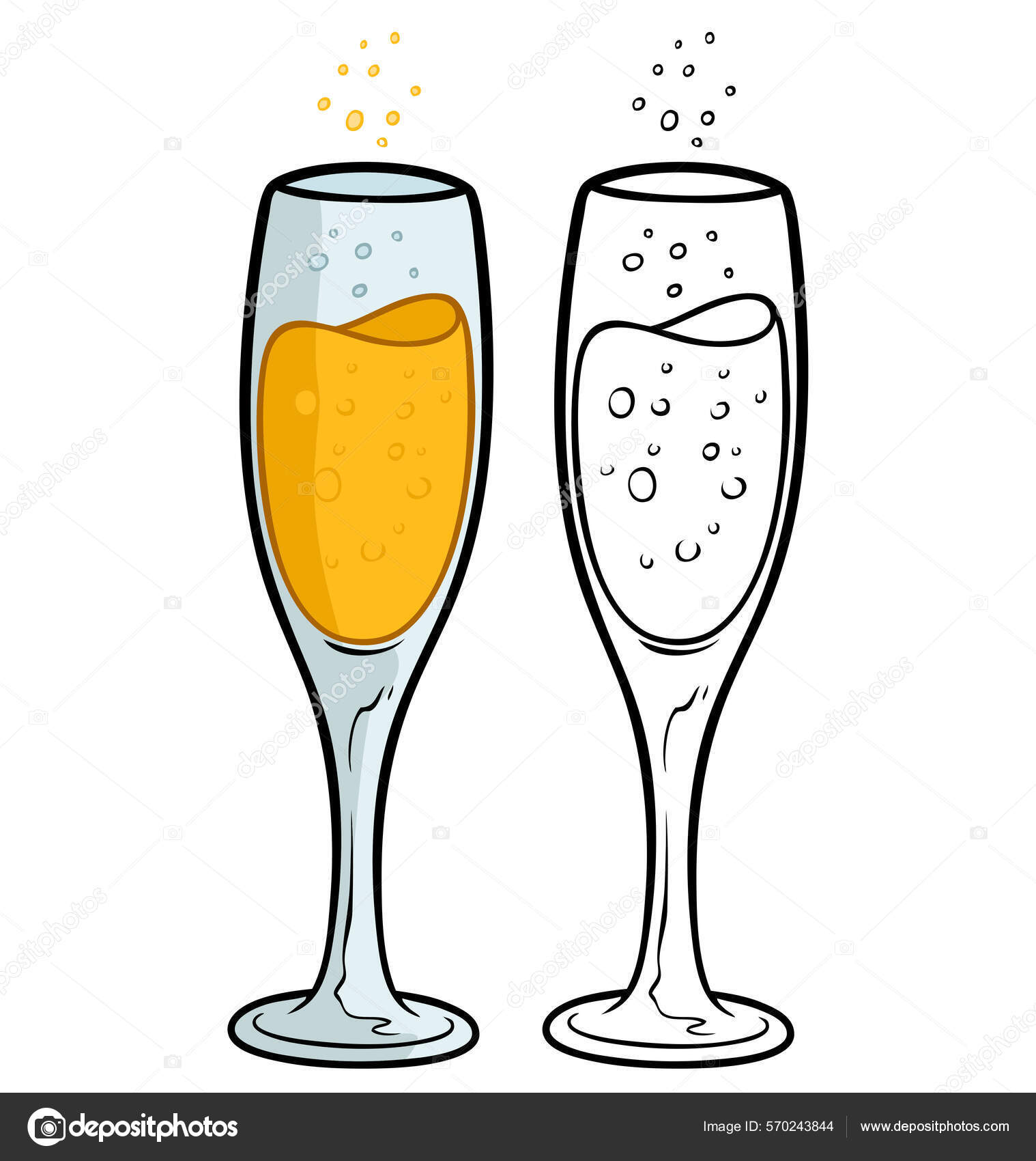 Copa Dibujos Animados Champán Con Burbujas Aislado Sobre Fondo Blanco Vector  de stock #570243844 de ©GB_Art, image size:1518x1700