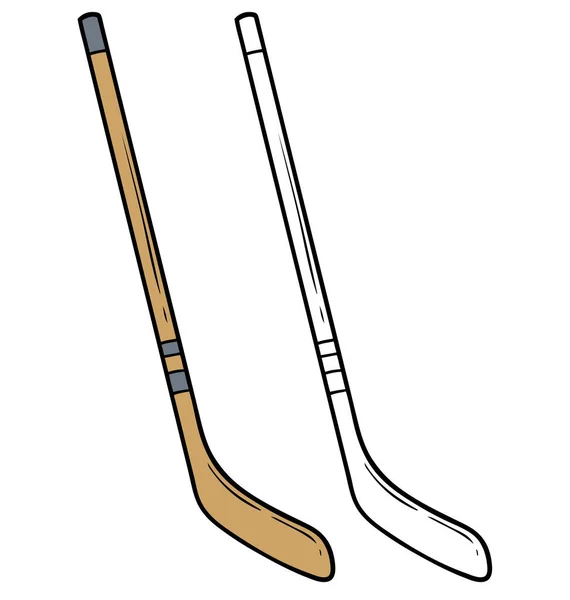 Cartoon Wooden Retro Ice Hockey Stick Isolated White Background Vector — Stock Vector