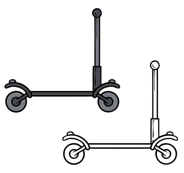 Cartoon Metalen Kick Scooter Met Twee Wielen Geïsoleerd Witte Achtergrond — Stockvector