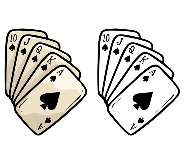 Cartoon Plastic Speelkaarten Dek Poker Flash Koninklijk Geïsoleerd Witte Achtergrond — Stockvector