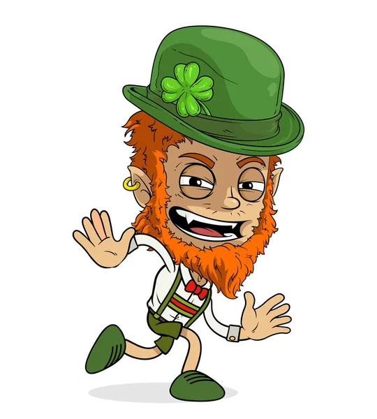 Desenhos Animados Engraçado Assustador Ruiva Irlandês Leprechaun Menino Personagem Chapéu — Vetor de Stock