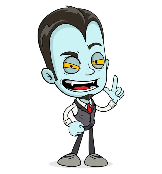 Γελοιογραφία Αστείο Τρομακτικό Μικρό Χλωμό Βαμπίρ Αγόρι Χαρακτήρα Κυνόδοντες Στρώματα — Διανυσματικό Αρχείο