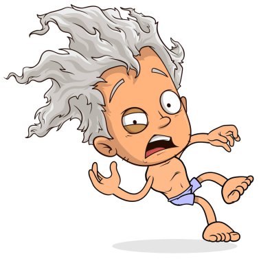 Çizgi film komik düşen çılgın çocuk karakteri. Katmanlı EPS animasyon için hazır. Beyaz arka planda izole edilmiş. Vektör simgesi.