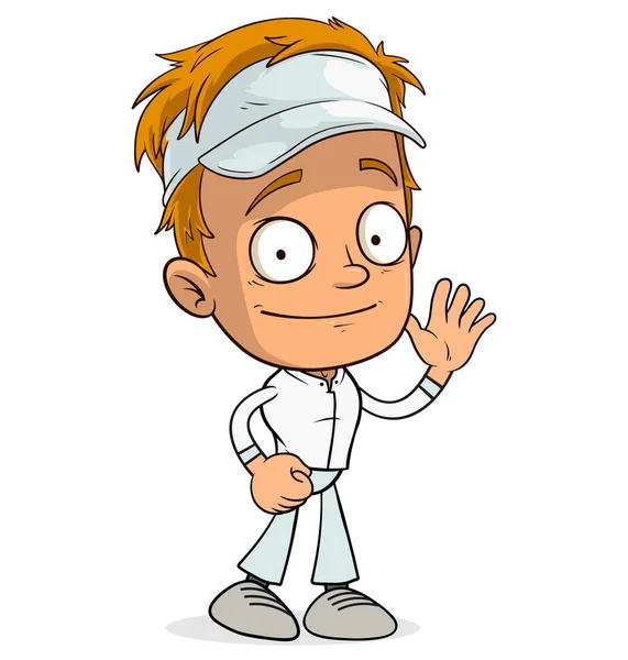 Cartoon Blondýny Vtipný Chlapec Postava Bílé Čepici Vrstvený Vektor Pro — Stockový vektor