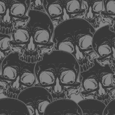 Sorunsuz serin siyah kafatası dövme deseni bir vektör çizim
