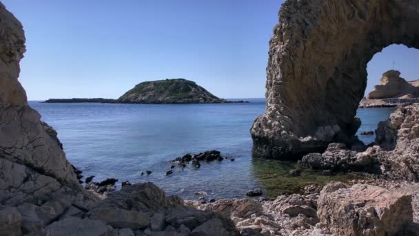 Mediterranean Seascape Bizarre Coastal Cliffs Volcanic Origin Rhodes Stegna — Stock video