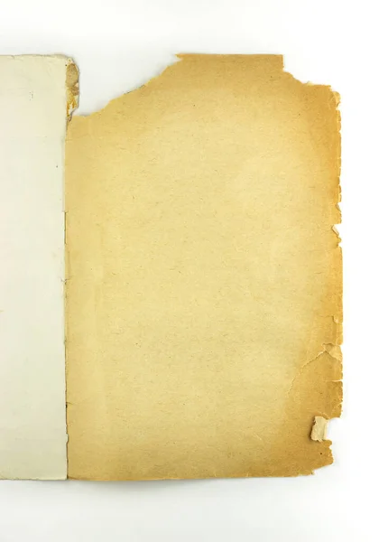 Hoja Papel Vintage Sobre Fondo Blanco Página Abierta Del Libro — Foto de Stock