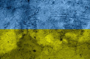 Ukrayna bayrağı, doku. beton duvar arkaplanı