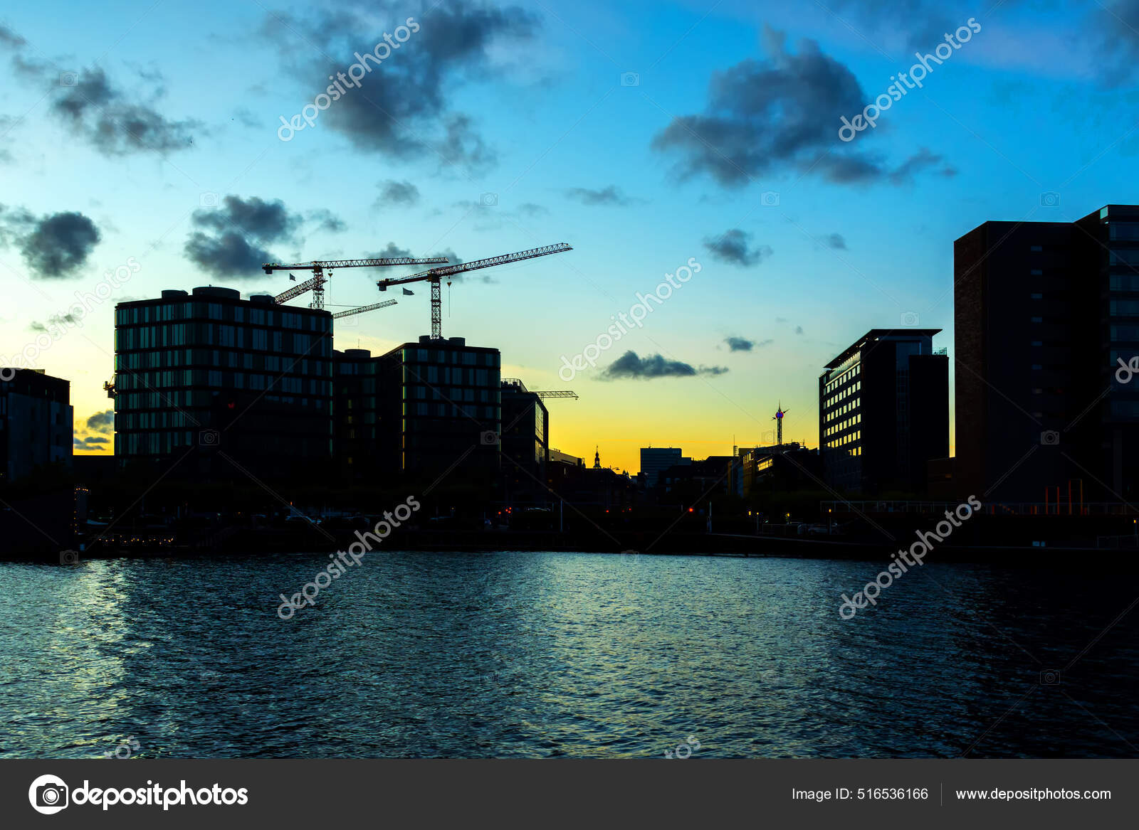 Tower Construction Cranes Buildings Sunset Construction Real Estate