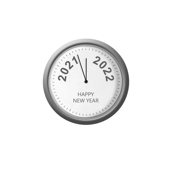 Часы Номерами 2021 2022 Изолированный Белом Фоне Новогодняя Концепция Элемент — стоковое фото