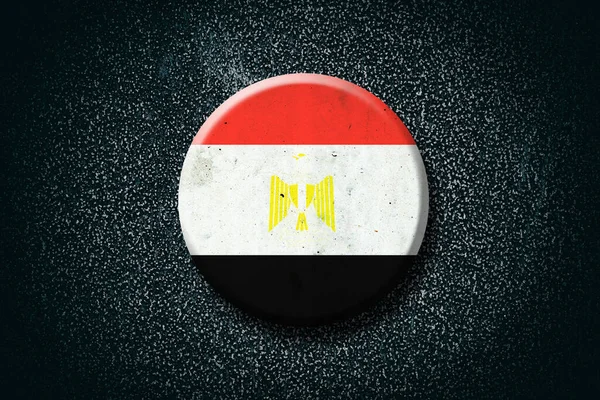 Egyptische Vlag Ronde Badge Een Donkere Achtergrond Tekenen Symbolen Vlaggen — Stockfoto