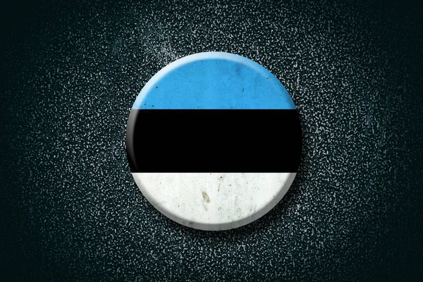 Bandera Estonia Insignia Redonda Sobre Fondo Oscuro Señales Símbolos Ilustración —  Fotos de Stock