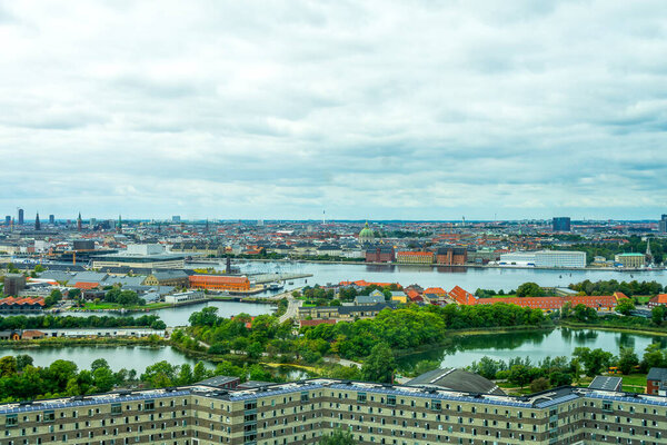 Nice view of the Copenhagen architecture. Denmark. Aerial view. Europe. Architecture.