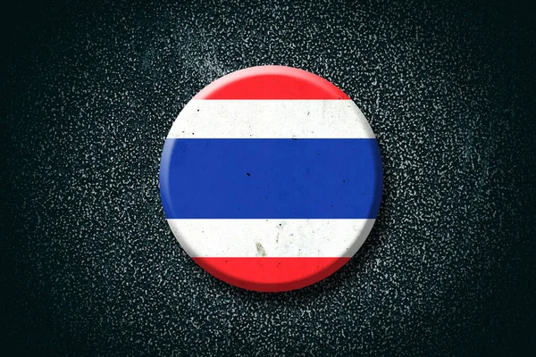Thajská vlajka. Kulatý odznak, na tmavém pozadí. Znamení a symboly. 3D ilustrace. — Stock fotografie