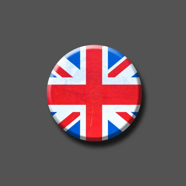 Bandeira Inglesa Emblema Redondo Isolado Num Fundo Cinzento Ilustração Sinais — Fotografia de Stock