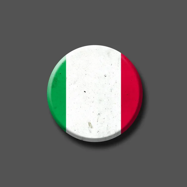Flaga Włoch Okrągła Odznaka Odizolowany Szarym Tle Ilustracja Znaki Symbole — Zdjęcie stockowe