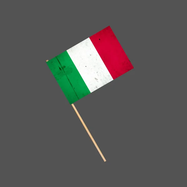 Bandera Grunge Italia Palo Aislado Sobre Fondo Gris Elemento Diseño —  Fotos de Stock