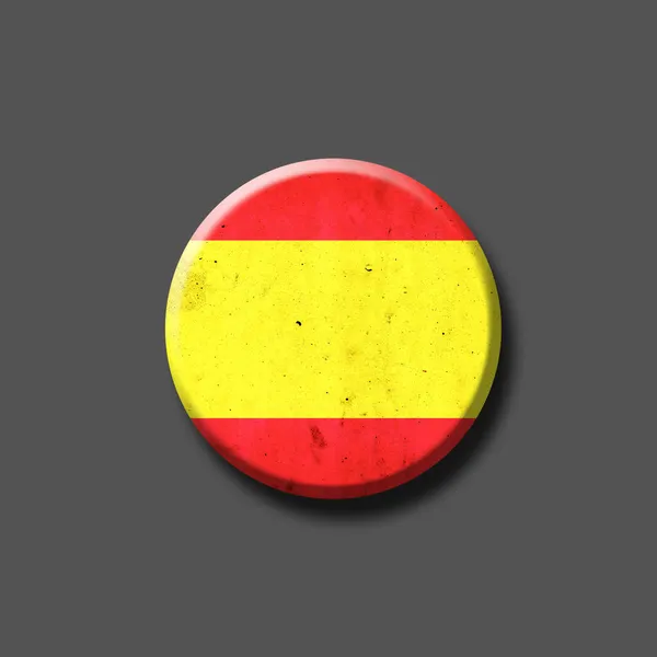 Прапор Іспанії Круглий Значок Розташований Сірому Фоні Ілюстрація Знаки Символи — стокове фото