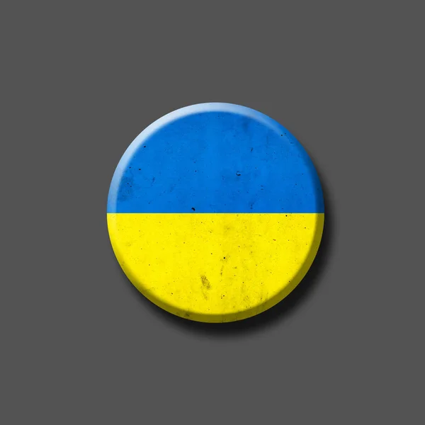 Прапор України Круглий Значок Розташований Сірому Фоні Ілюстрація Знаки Символи — стокове фото