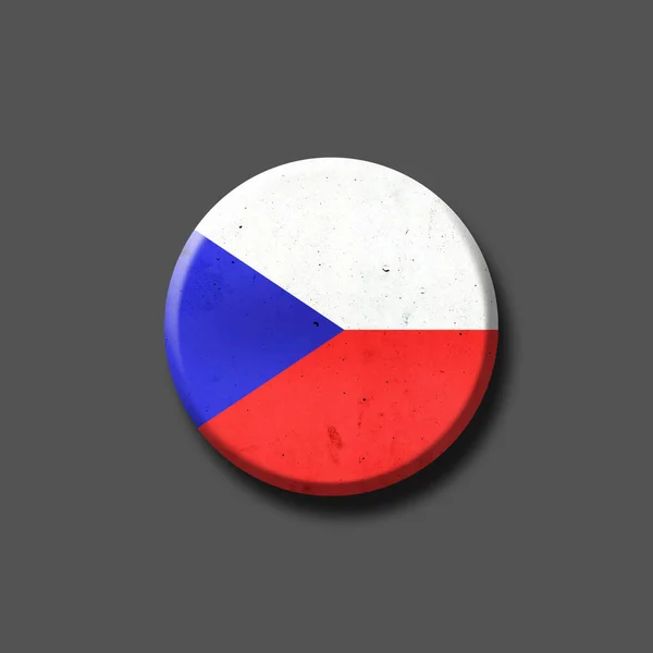 Flaga Republiki Czeskiej Okrągła Odznaka Odizolowany Szarym Tle Ilustracja Znaki — Zdjęcie stockowe